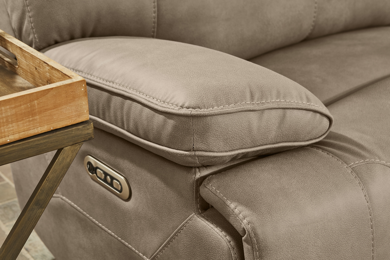 Barton Taupe 8 Pc Dual Power Reclining Living Room - Thumbnail - Image 7