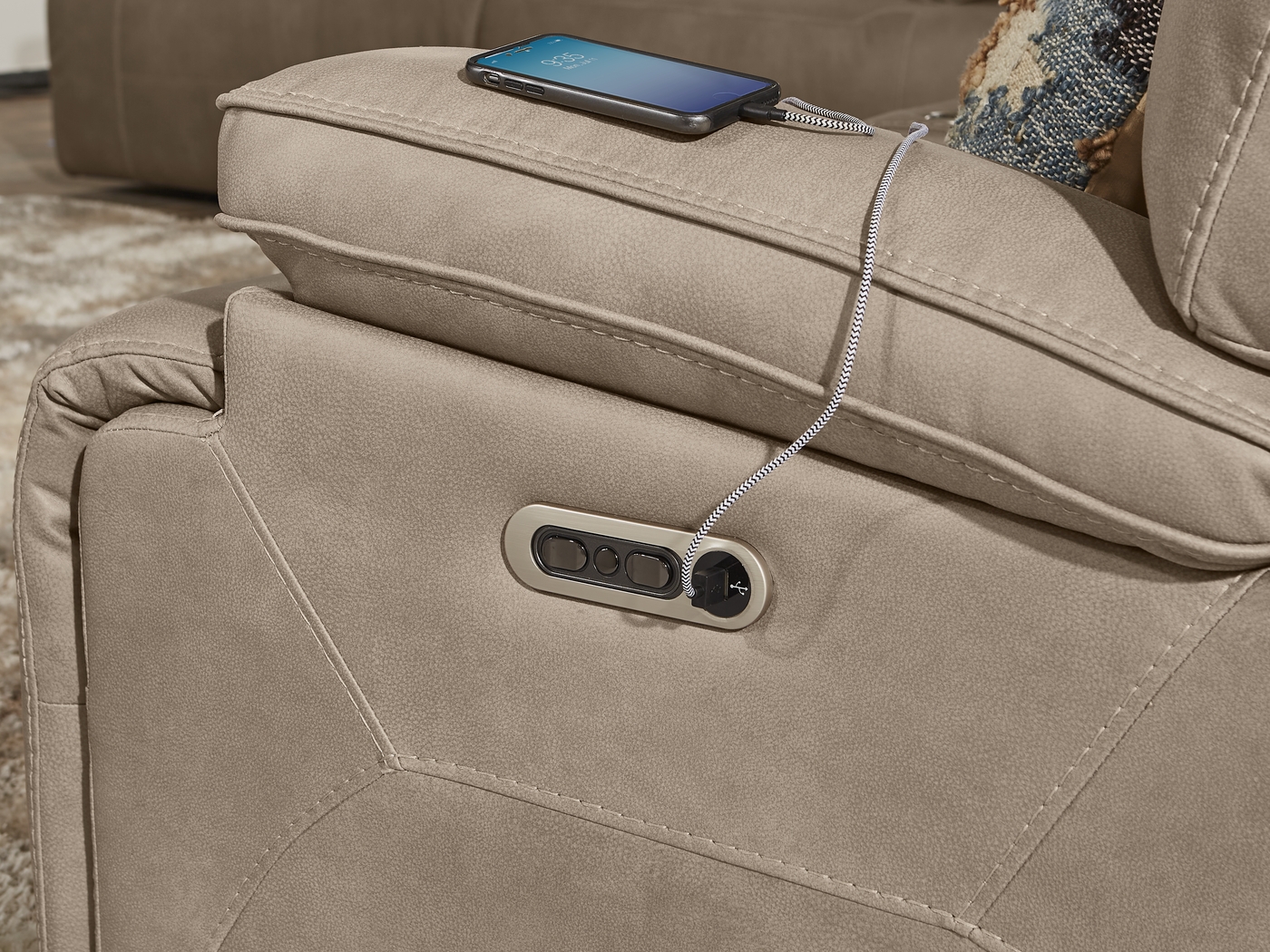 Barton Taupe 8 Pc Dual Power Reclining Living Room - Thumbnail - Image 9