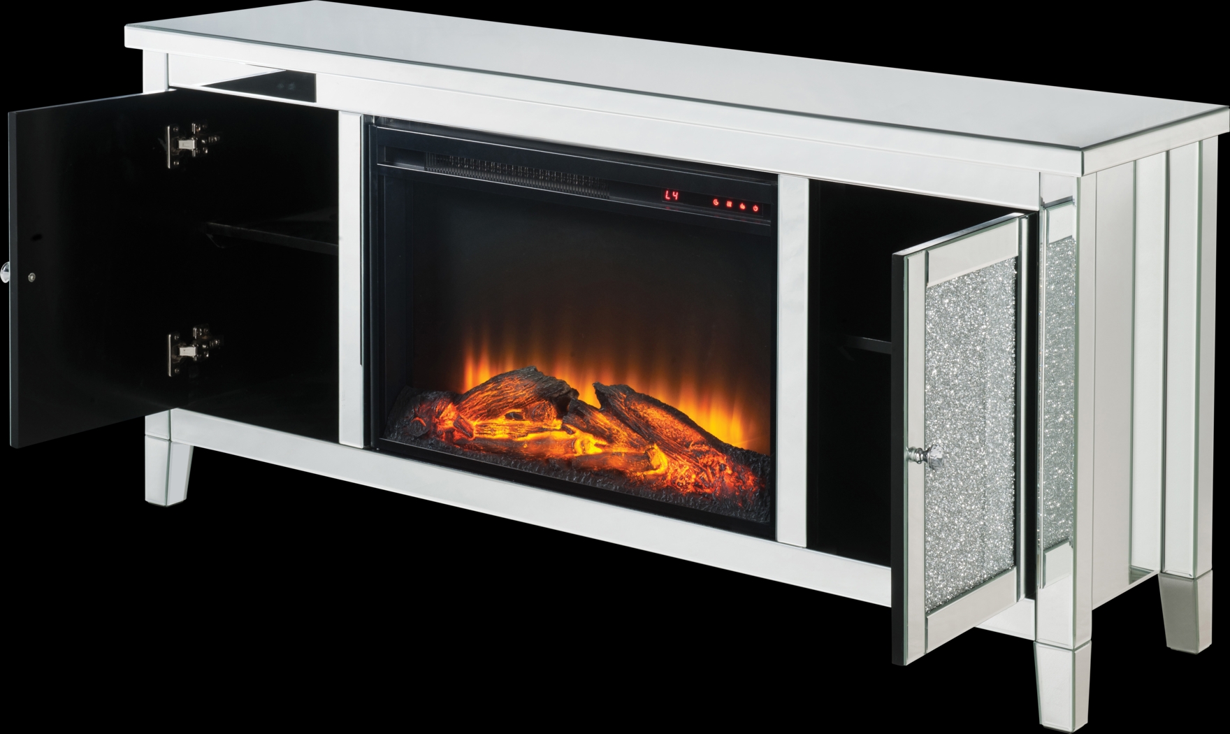 Bartonfield Silver 59 in. Console, With Electric Fireplace - Thumbnail - Image 1