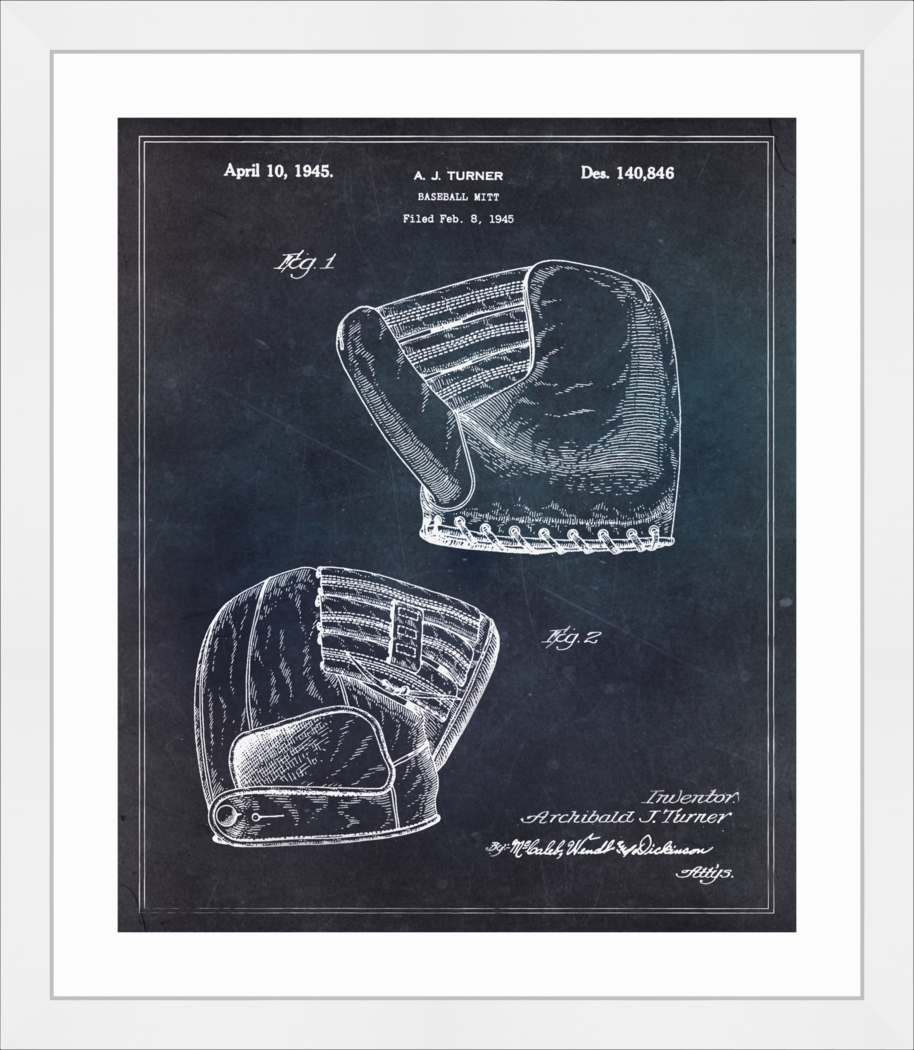 Baseball Glove Blueprint Black Artwork - Thumbnail - Image 1