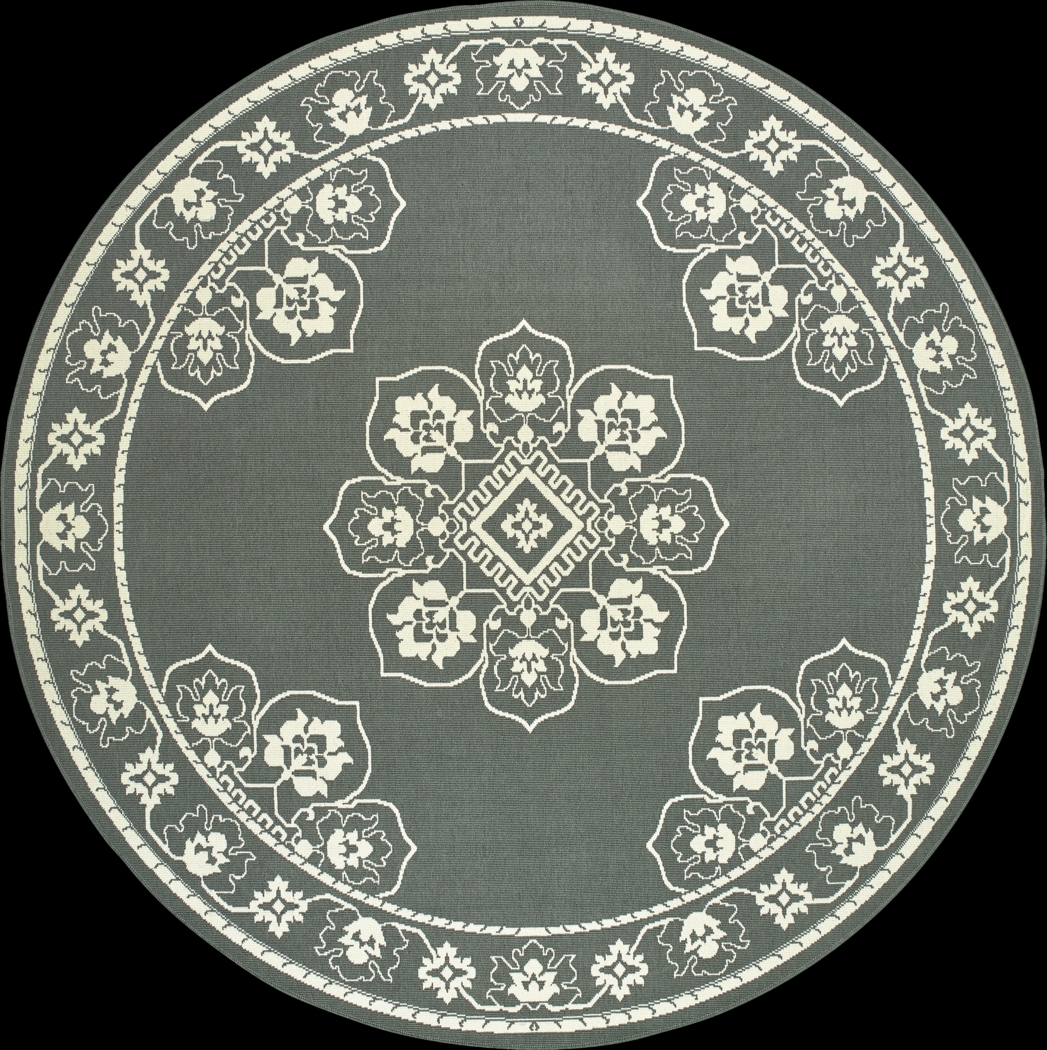 Bassbrook Gray 7'10 Round Indoor/Outdoor Rug - Thumbnail - Image 1