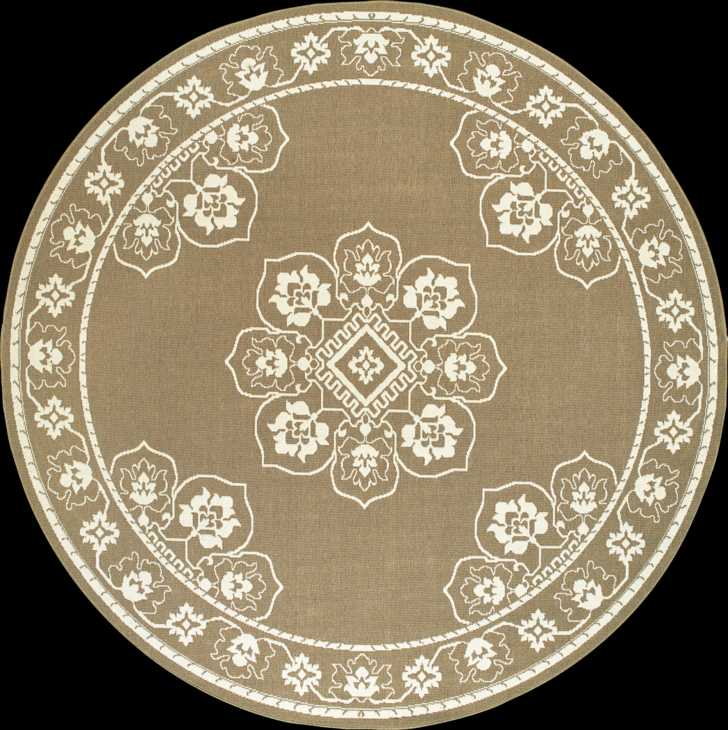 Bassbrook Tan 7'10 Round Indoor/Outdoor Rug - Thumbnail - Image 1