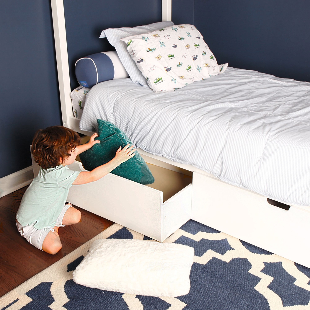 Kids Battenburg White Twin House Bed with Storage Drawers - Thumbnail - Image 4