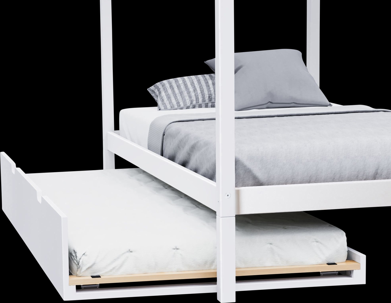 Kids Battenburg White Twin House Bed with Trundle - Thumbnail - Image 5