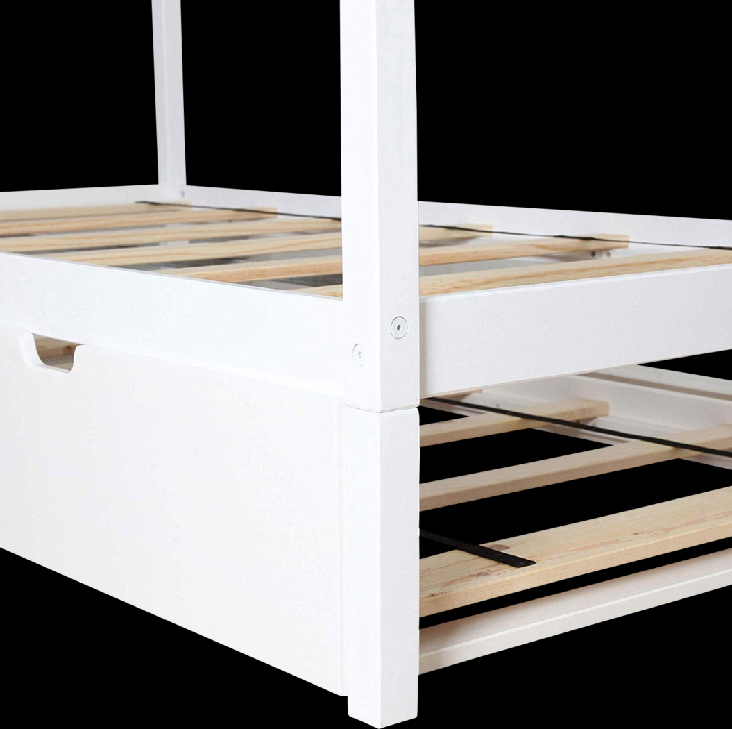 Kids Battenburg White Twin House Bed with Trundle - Thumbnail - Image 6