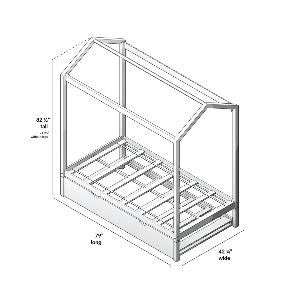 Kids Battenburg White Twin House Bed with Trundle - Thumbnail - Image 7
