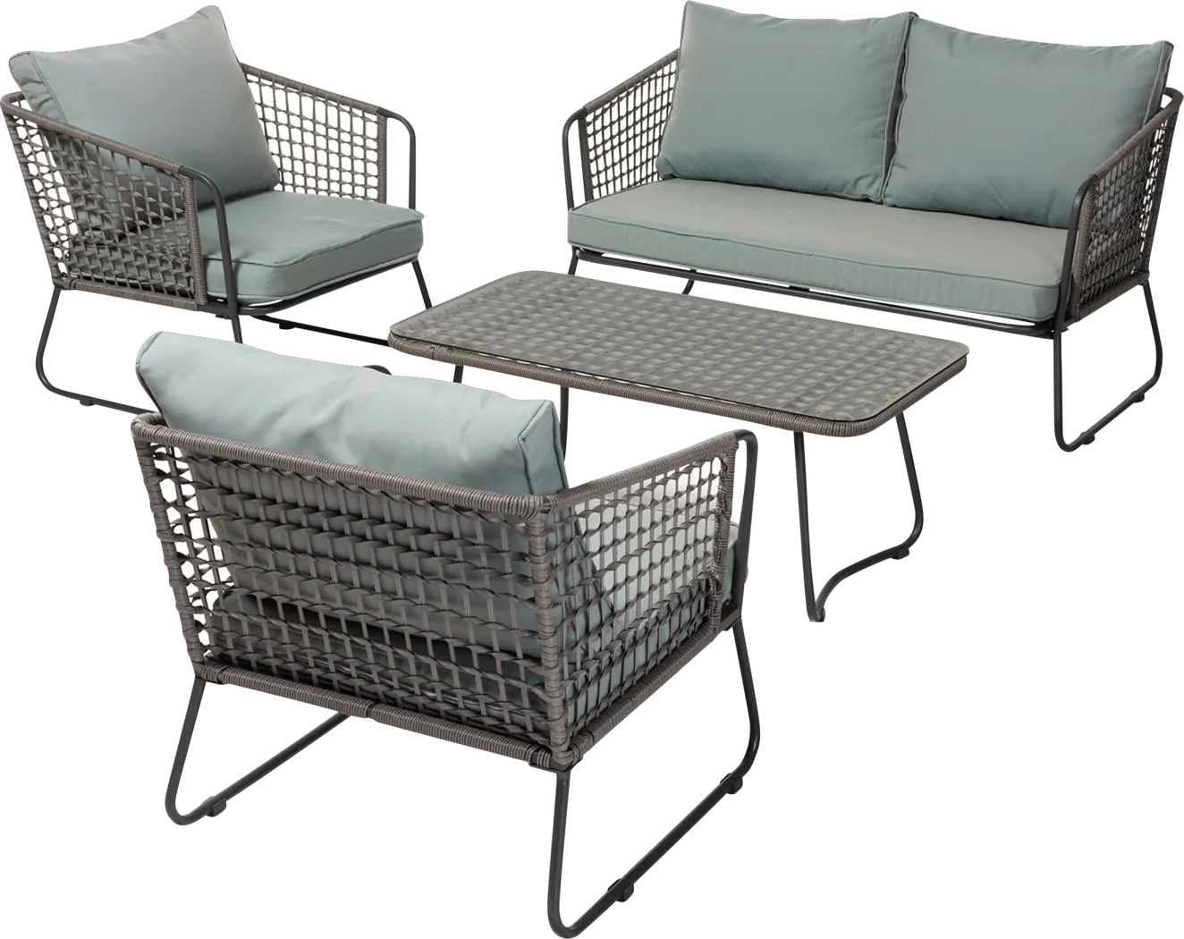 Battersea Gray 4 Pc Outdoor Seating Set - Thumbnail - Image 1