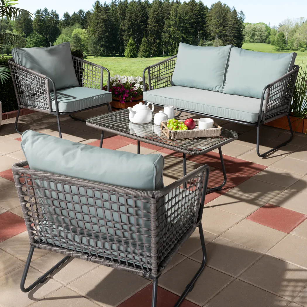 Battersea Gray 4 Pc Outdoor Seating Set - Thumbnail - Image 2