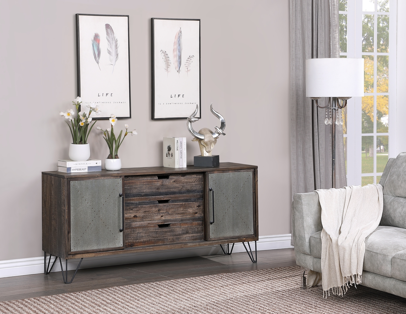 Battleoak Brown 63 in. Console - Thumbnail - Image 6