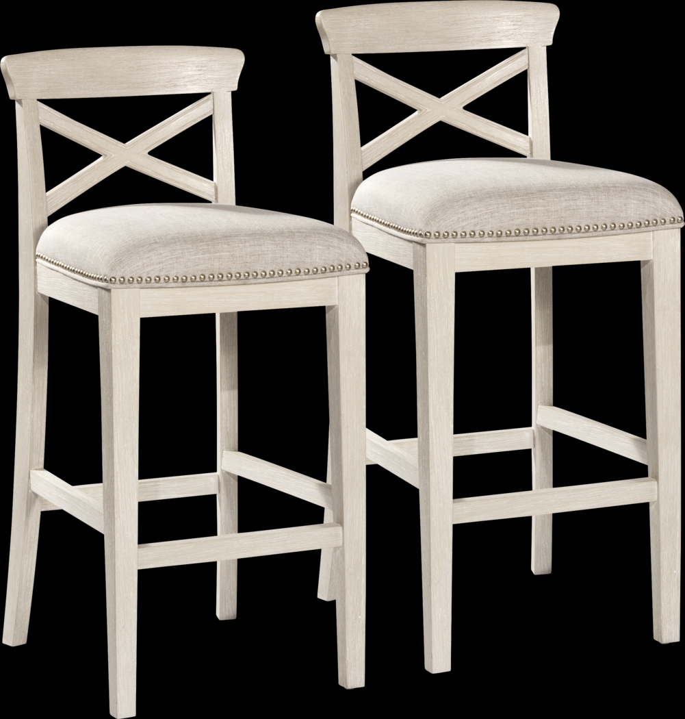 Battsford White Barstool, Set of 2 - Thumbnail - Image 1