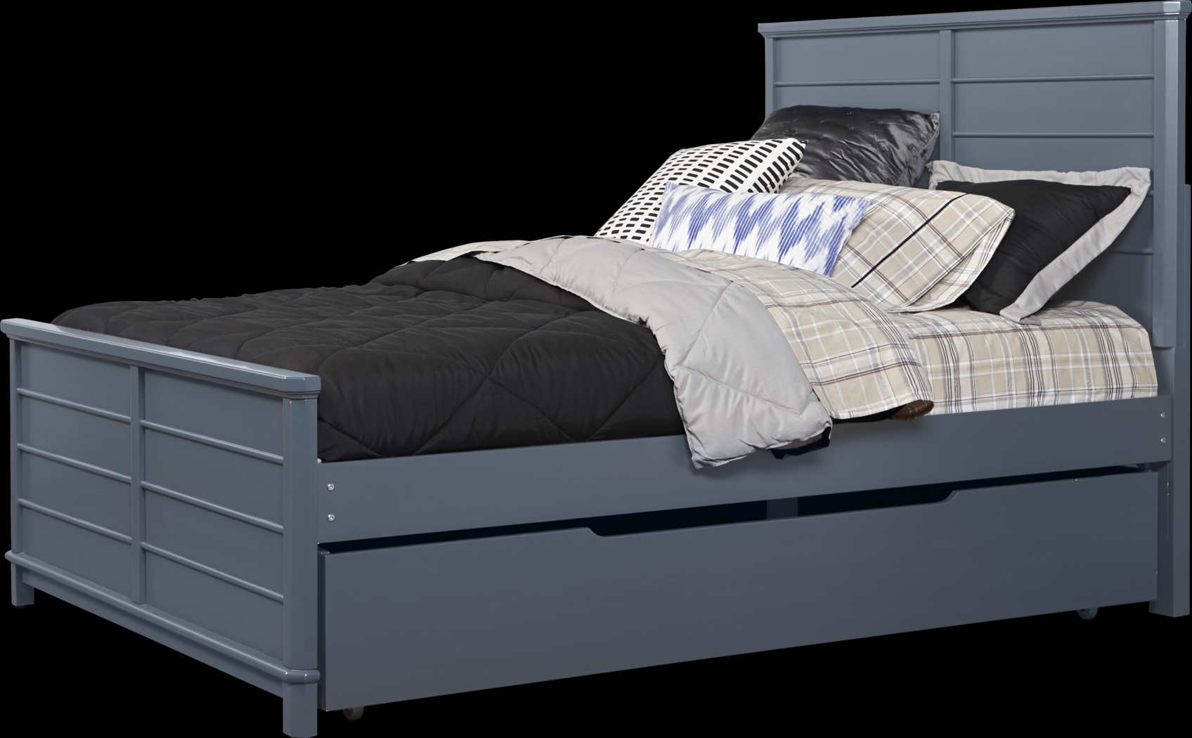 Bay Street Blue 4 Pc Full Panel Bed with Trundle - Thumbnail - Image 1