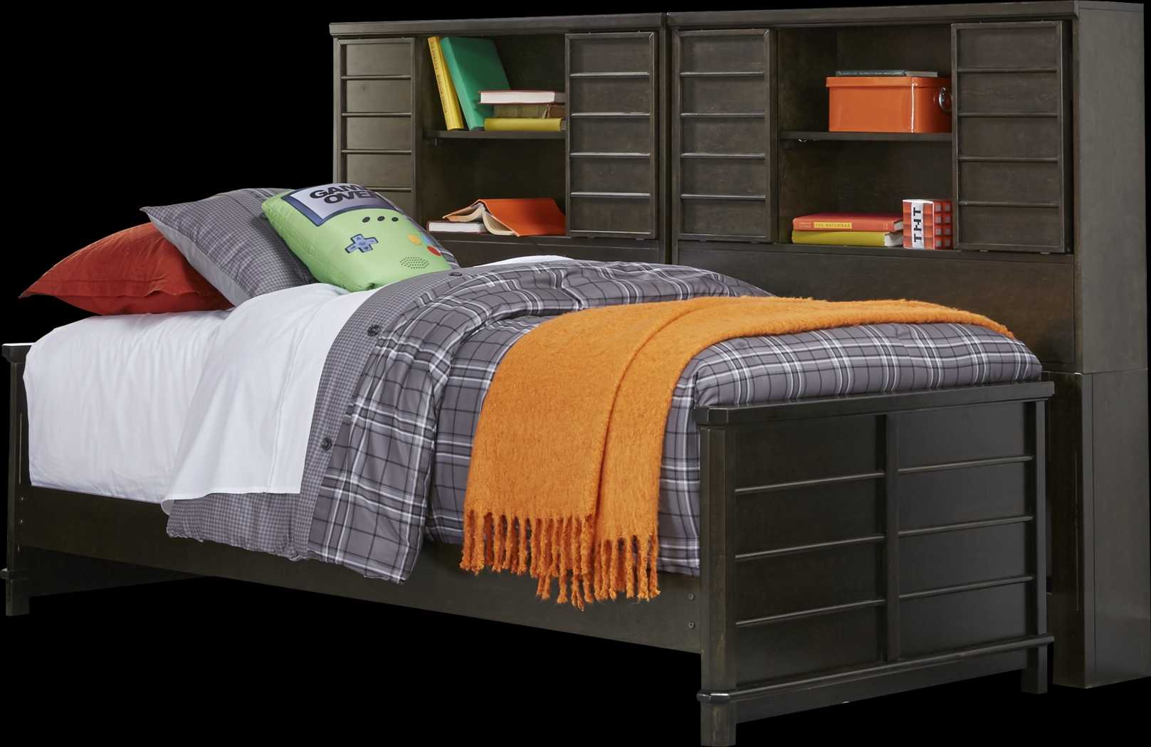Kids Bay Street Charcoal 5 Pc Twin Bookcase Wall Bed - Thumbnail - Image 1