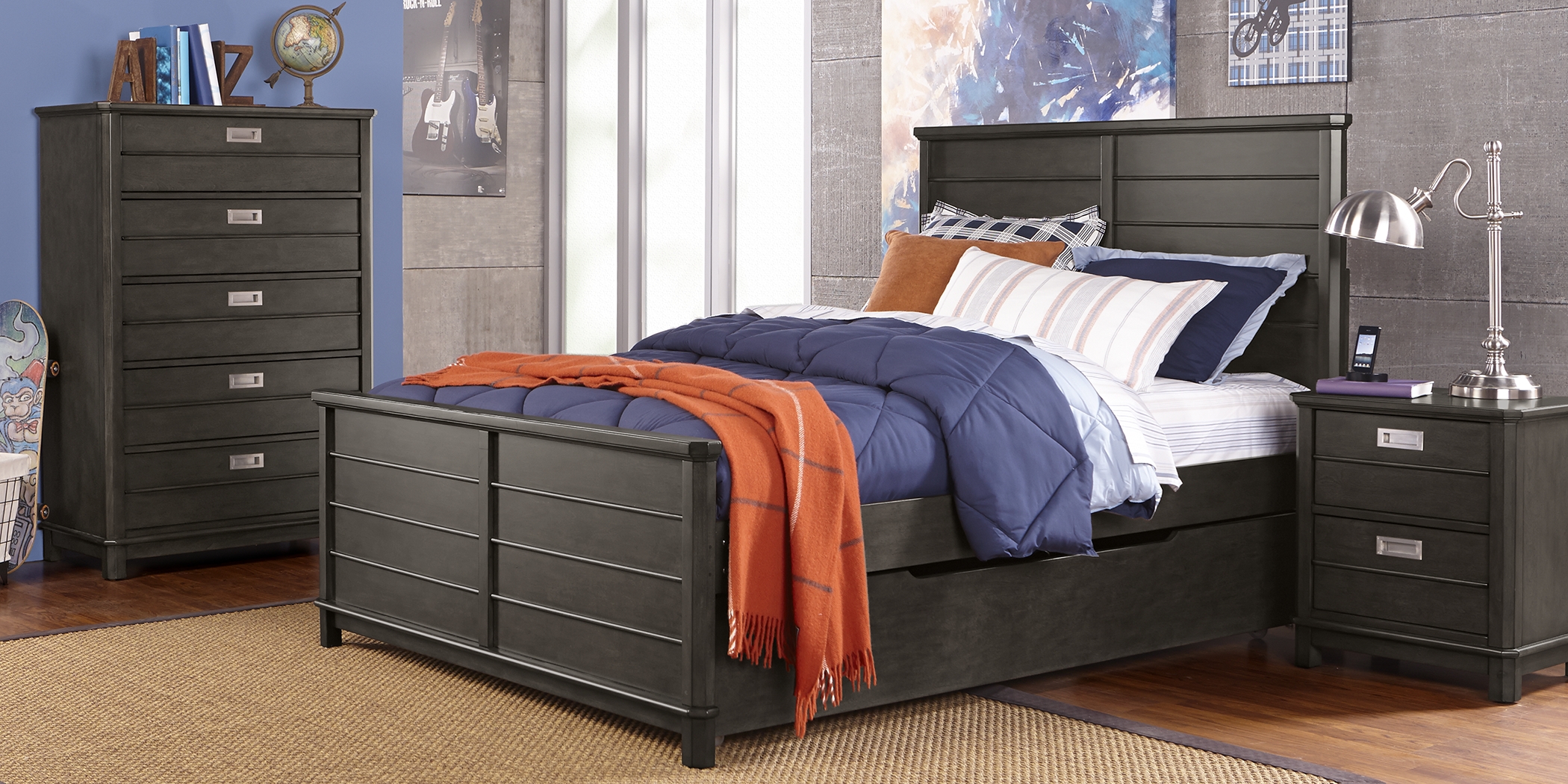 Kids Bay Street Charcoal 5 Pc Twin Panel Bedroom - Thumbnail - Image 1