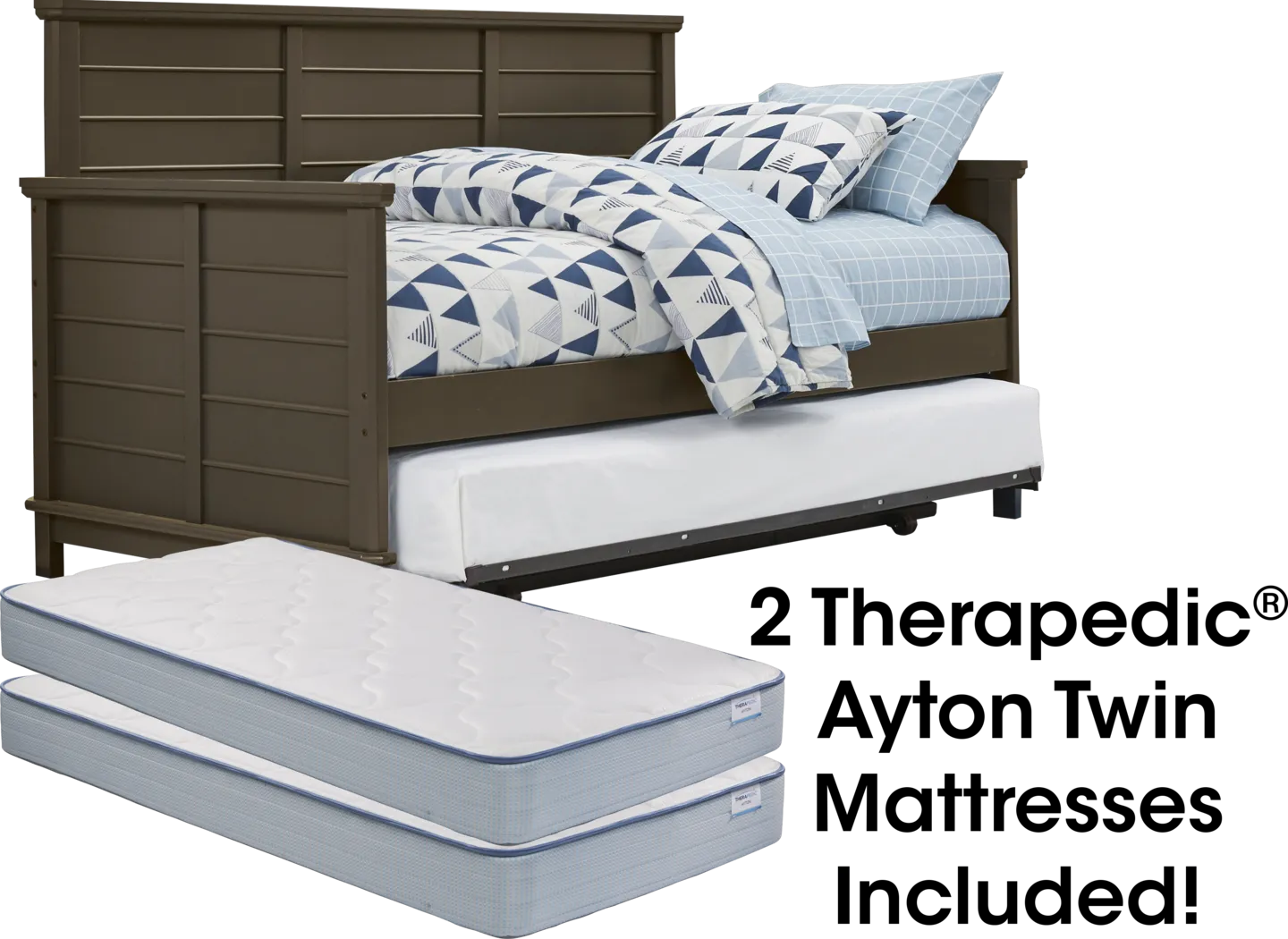 Bay Street Charcoal Daybed with Trundle and 2 Mattresses - Thumbnail - Image 1