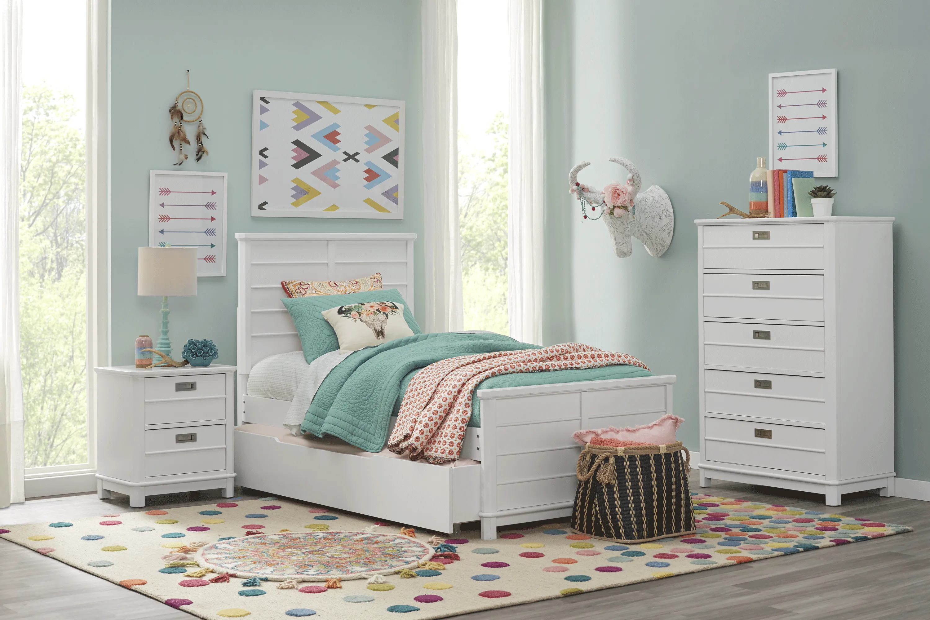 Bay Street White 5 Pc Twin Panel Bedroom - Thumbnail - Image 1