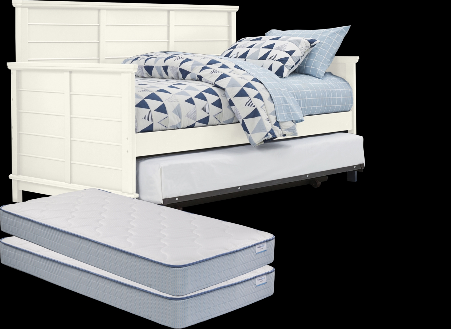 Bay Street White Daybed with Trundle and 2 Mattresses - Thumbnail - Image 1