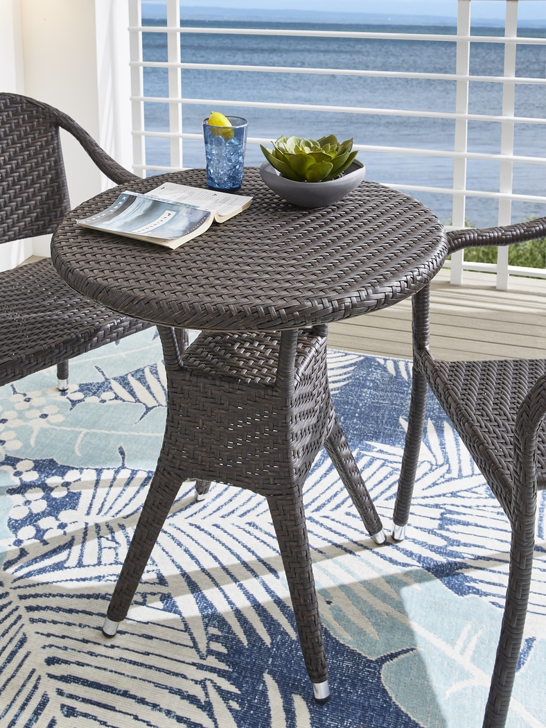 Bay Terrace Brown Wicker 3 Pc 28 in. Round Outdoor Dining Set - Thumbnail - Image 3