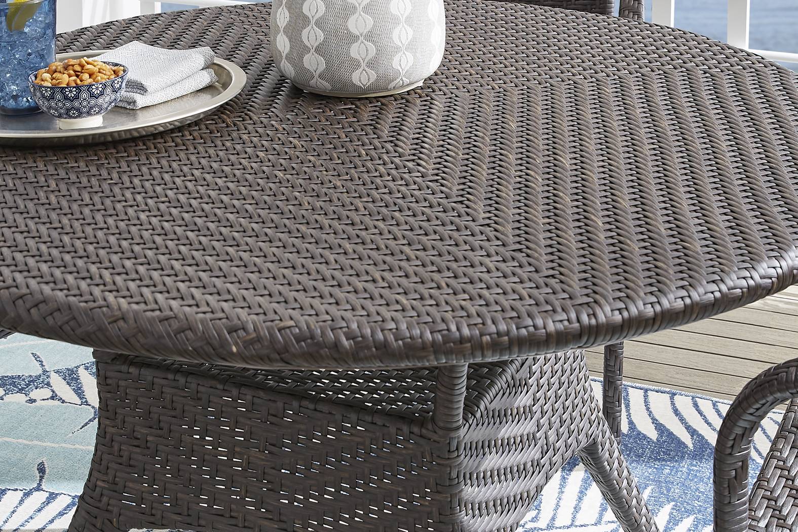 Bay Terrace Brown Wicker 48 in. Round Outdoor Dining Table - Thumbnail - Image 3
