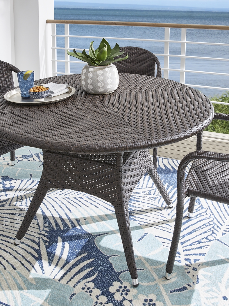 Bay Terrace Brown Wicker 48 in. Round Outdoor Dining Table - Thumbnail - Image 4