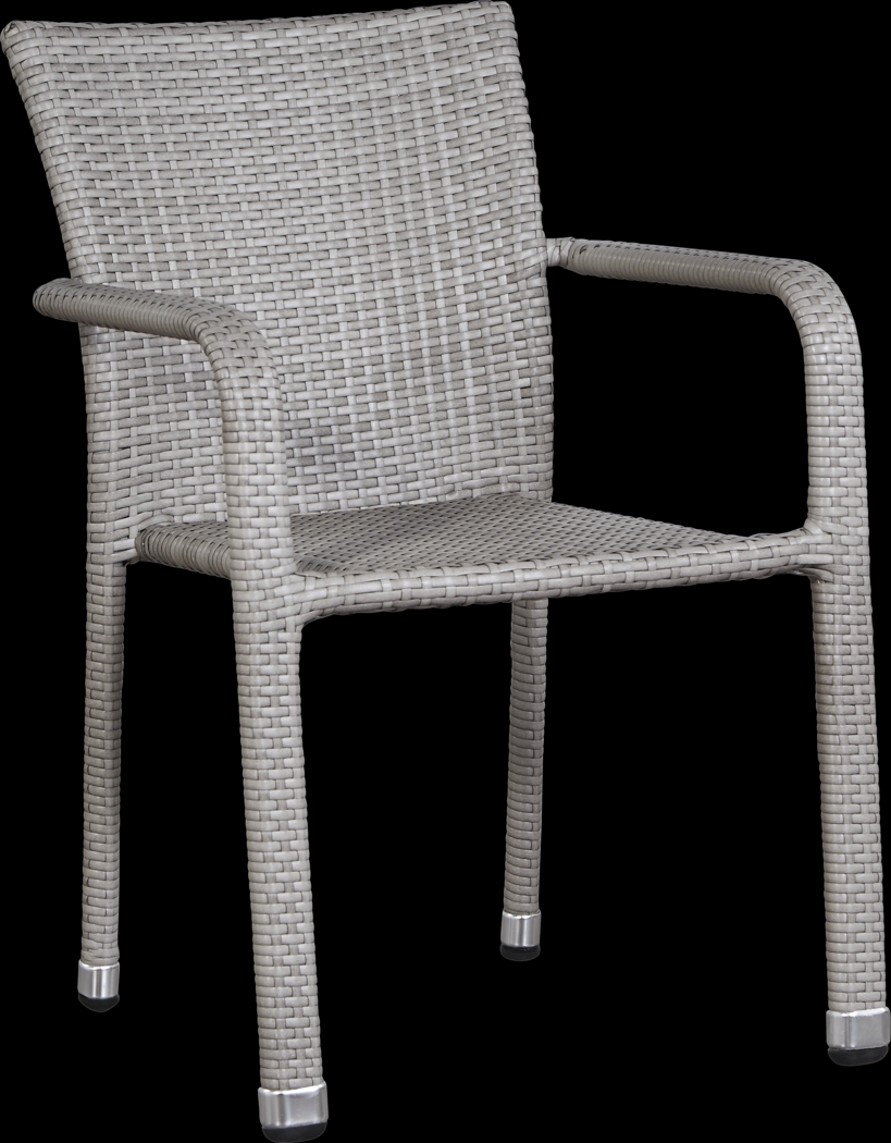 Bay Terrace Gray Wicker Square Back Outdoor Arm Chair - Thumbnail - Image 1