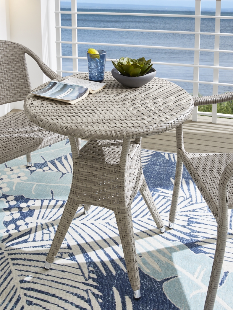 Bay Terrace Gray Wicker 3 Pc 28 in. Round Outdoor Dining Set - Thumbnail - Image 3