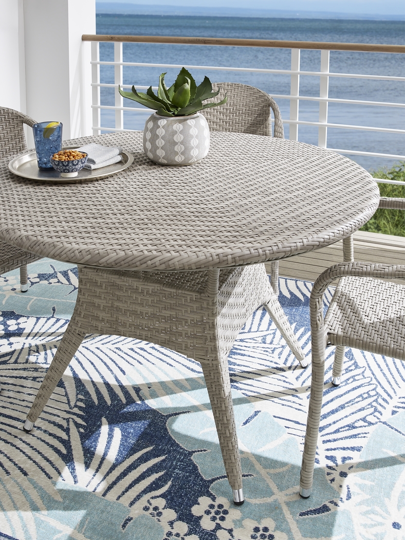 Bay Terrace Gray Wicker 5 Pc 48 in. Round Outdoor Dining Set - Thumbnail - Image 4