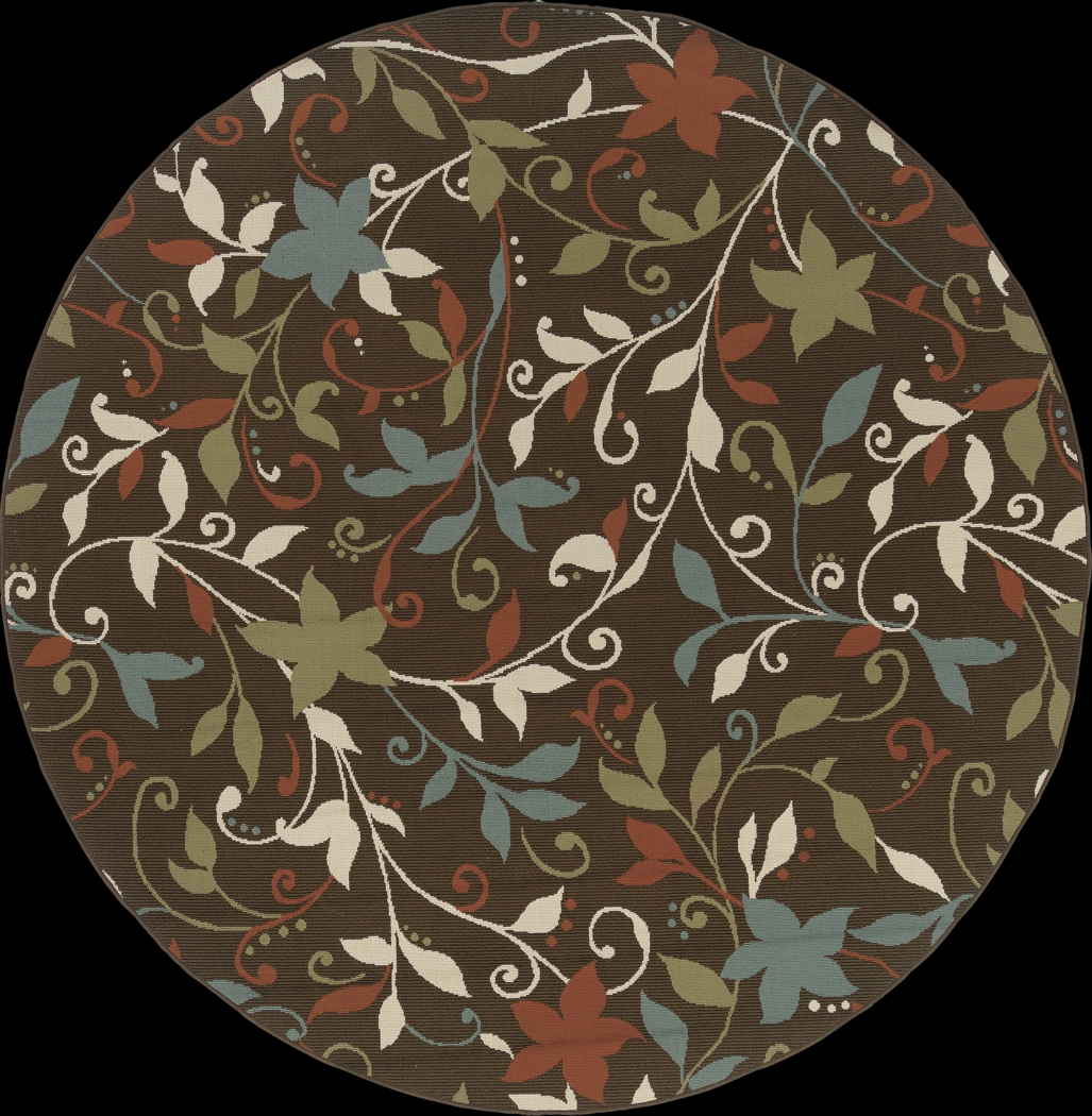 Baymeadows Brown 7'10" Round Indoor/Outdoor Rug - Thumbnail - Image 1