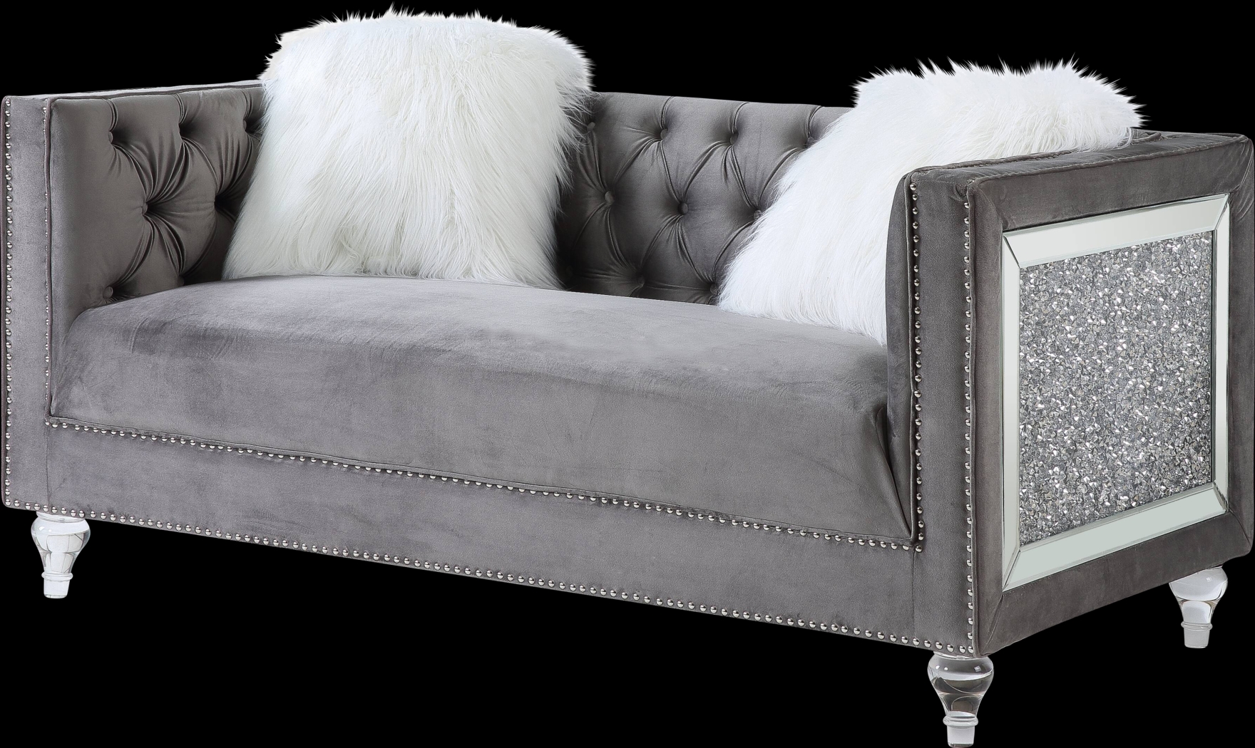 Bayporte Gray Loveseat with Two Pillows - Thumbnail - Image 1