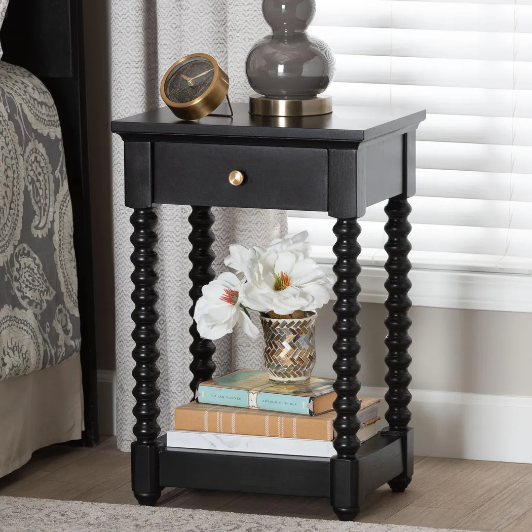 Bazan Black Nightstand - Thumbnail - Image 2