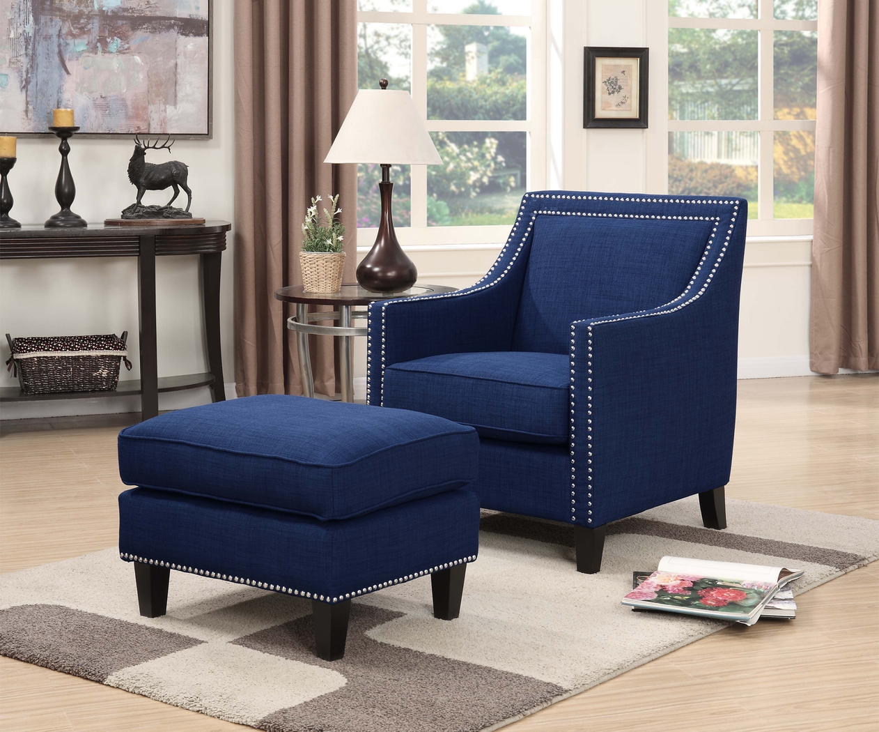Bazemore Blue Ottoman - Thumbnail - Image 2