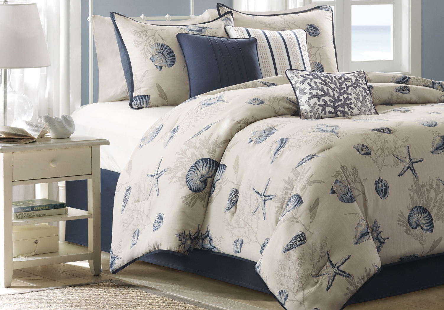Beach Point Ivory 7 Pc Queen Comforter Set - Thumbnail - Image 1