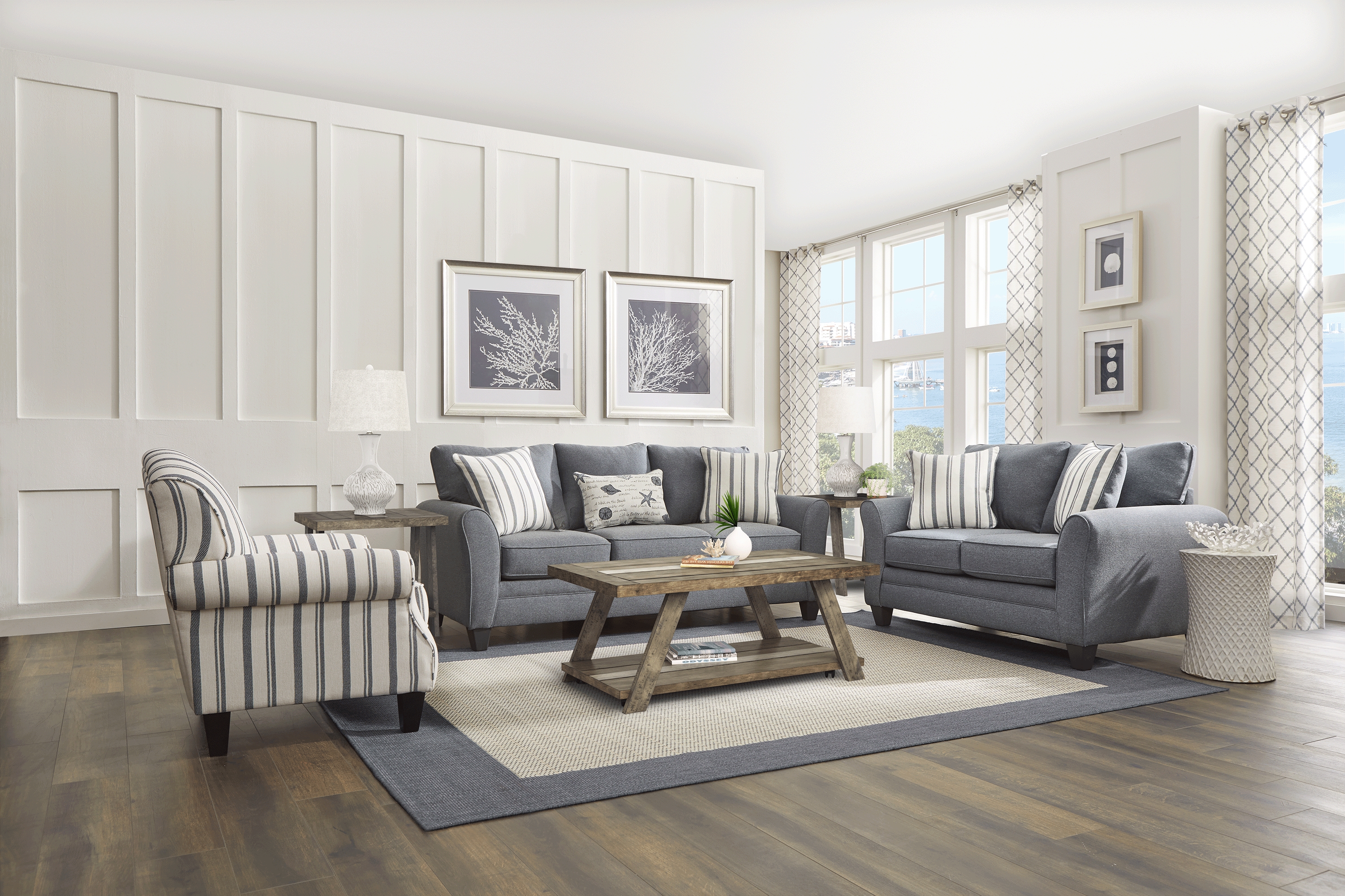 Beachfront Marine 7 Pc Living Room with Sleeper Sofa - Thumbnail - Image 1