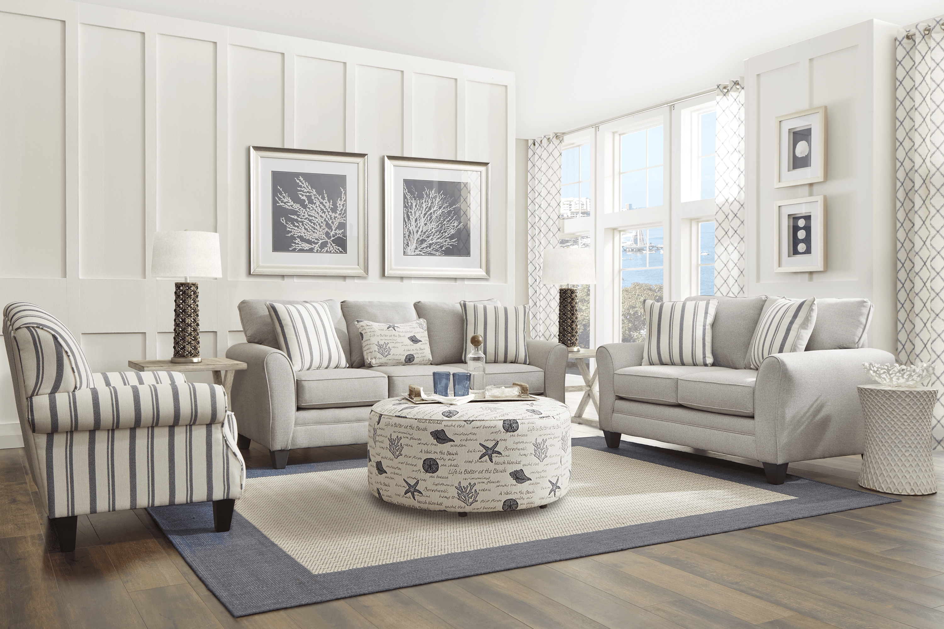 Beachfront Silver 3 Pc Living Room - Thumbnail - Image 1