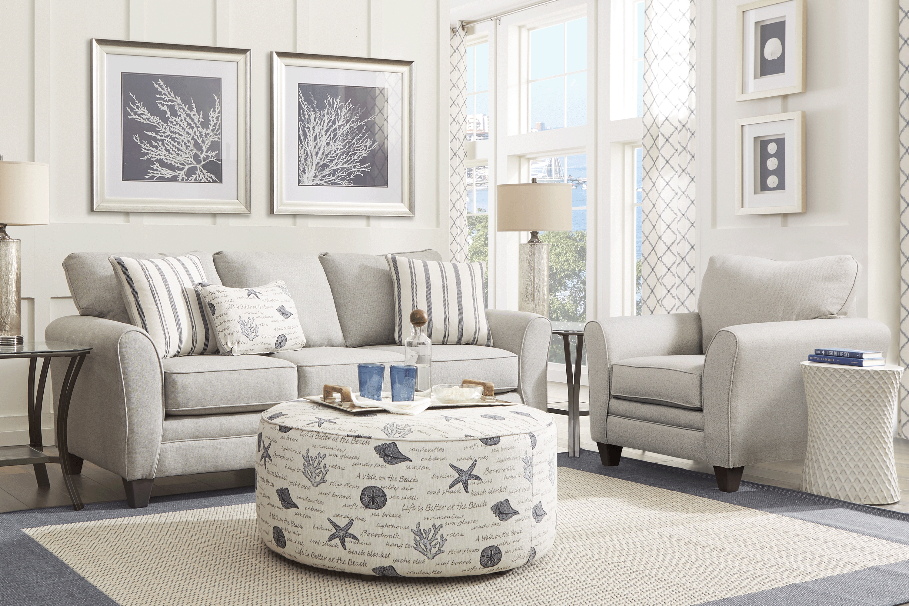 Beachfront Silver 3 Pc Living Room - Thumbnail - Image 1