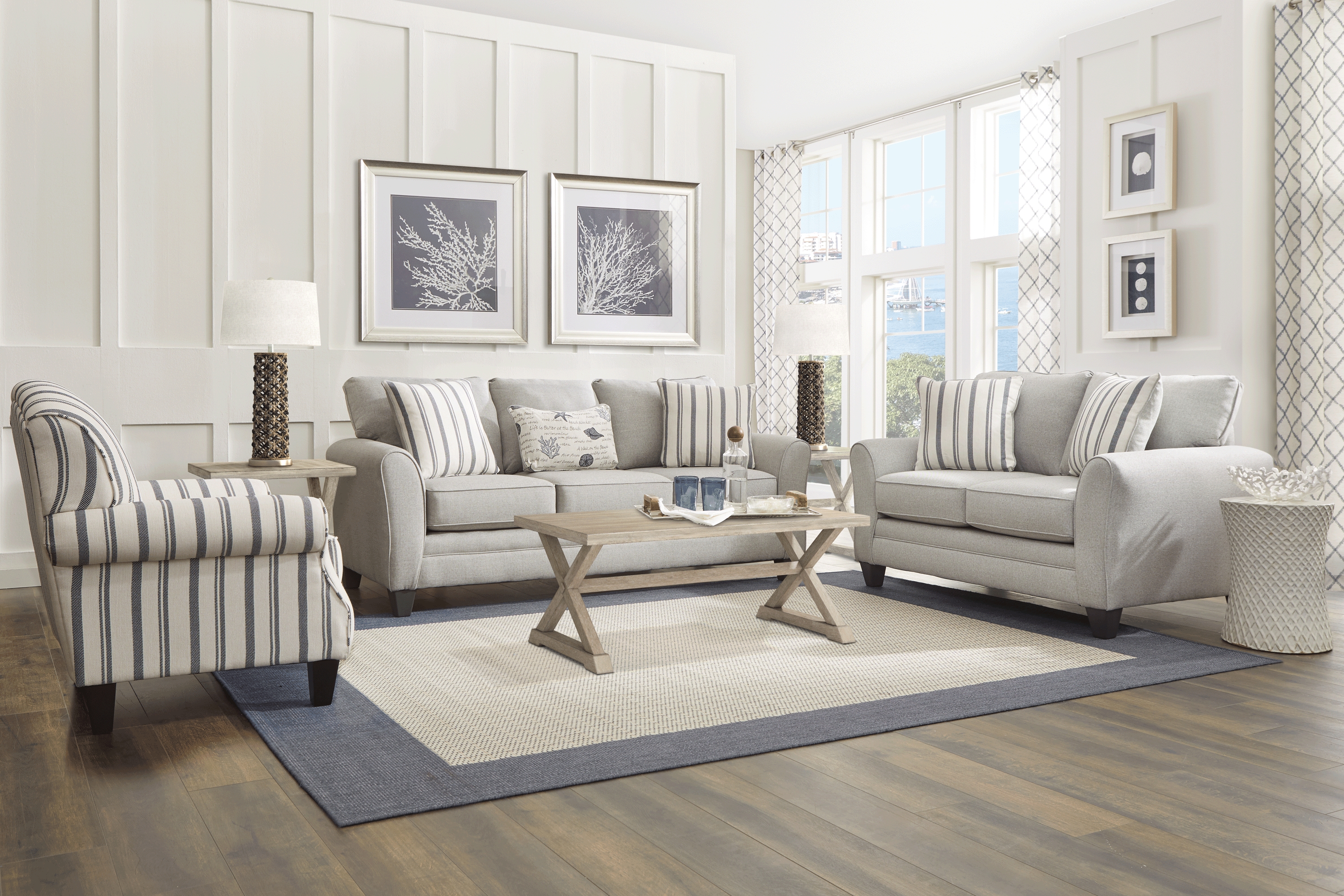 Beachfront Silver 7 Pc Living Room - Thumbnail - Image 1