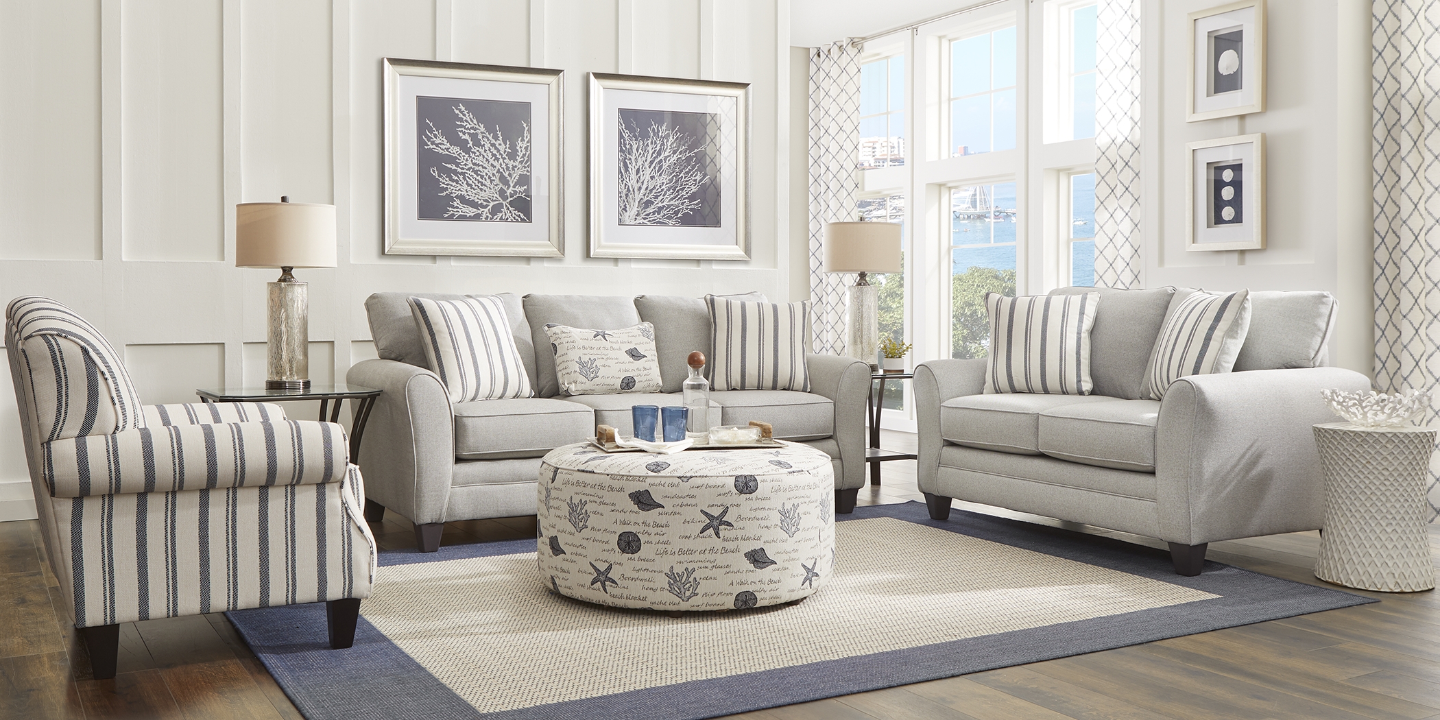Beachfront Silver 8 Pc Living Room - Thumbnail - Image 1
