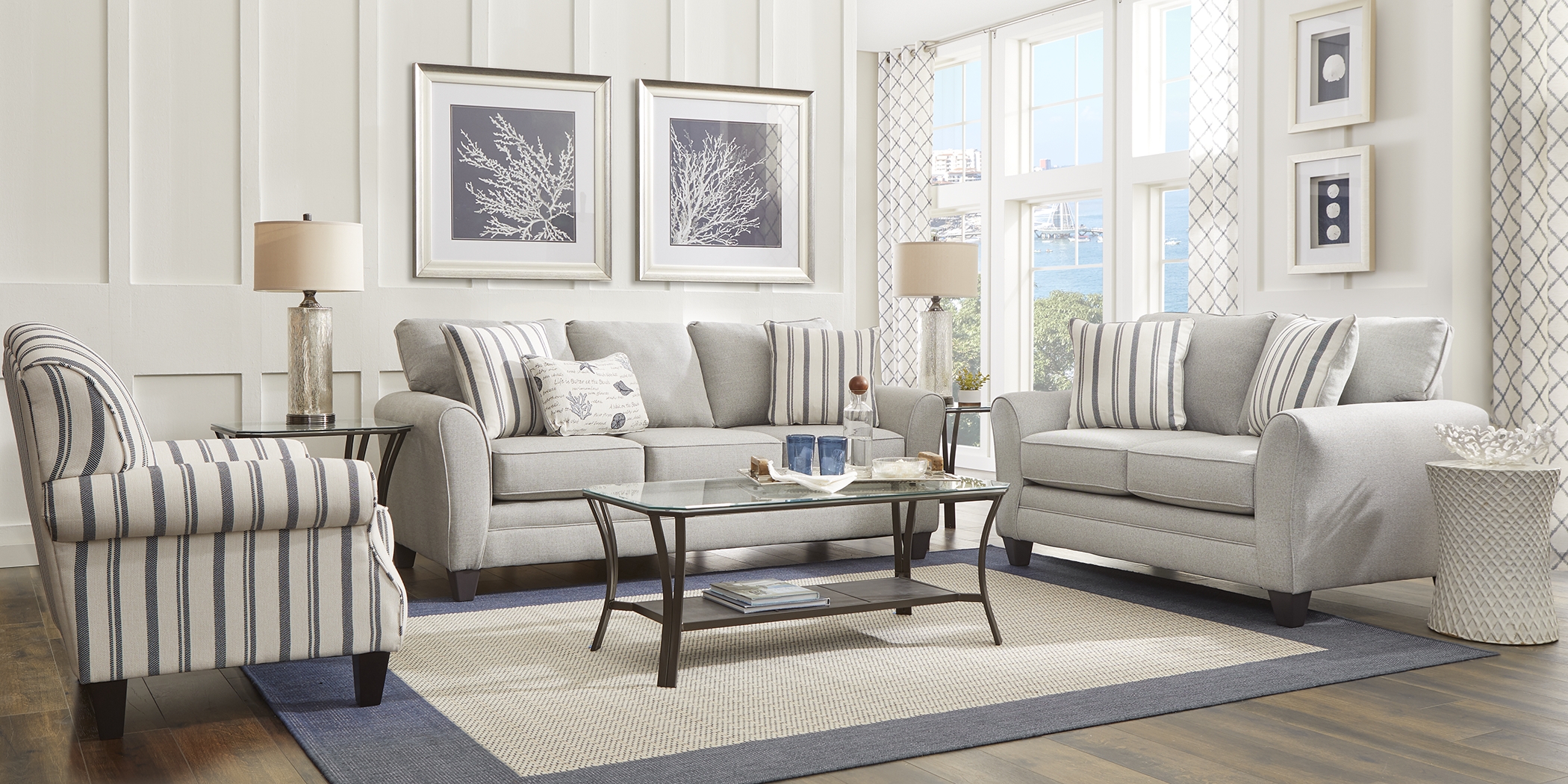 Beachfront Silver 8 Pc Living Room - Thumbnail - Image 1