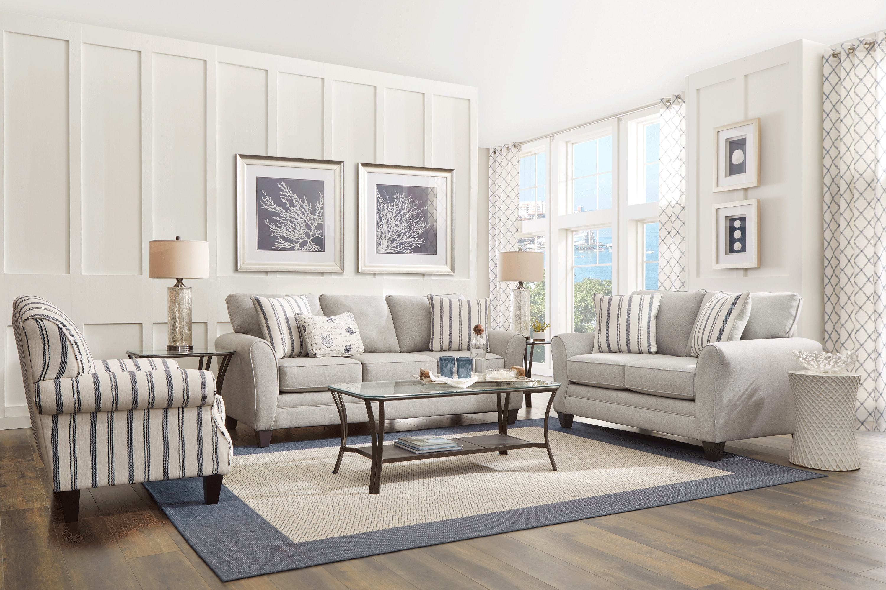 Beachfront Silver 8 Pc Living Room - Thumbnail - Image 1
