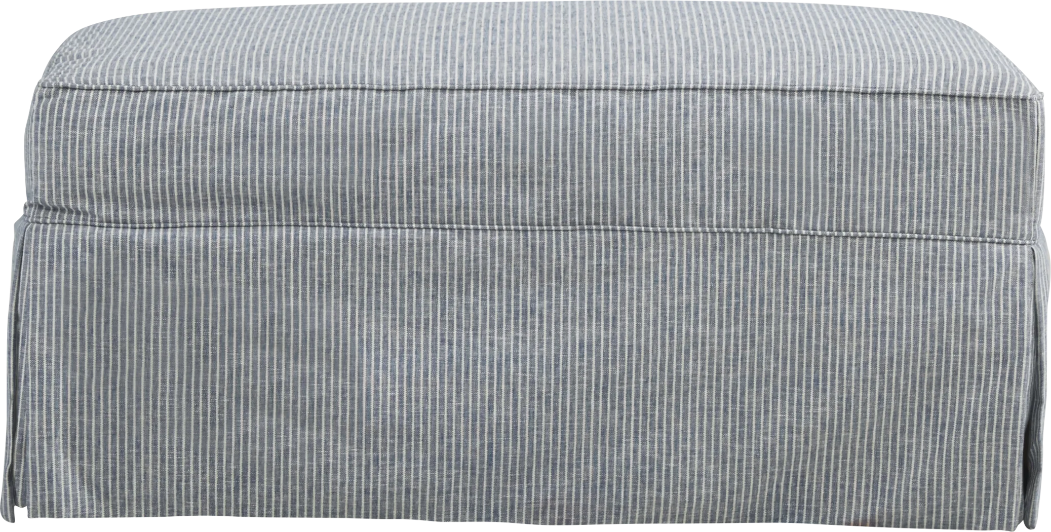Beachside Walk Blue Denim Slipcover Ottoman - Thumbnail - Image 2