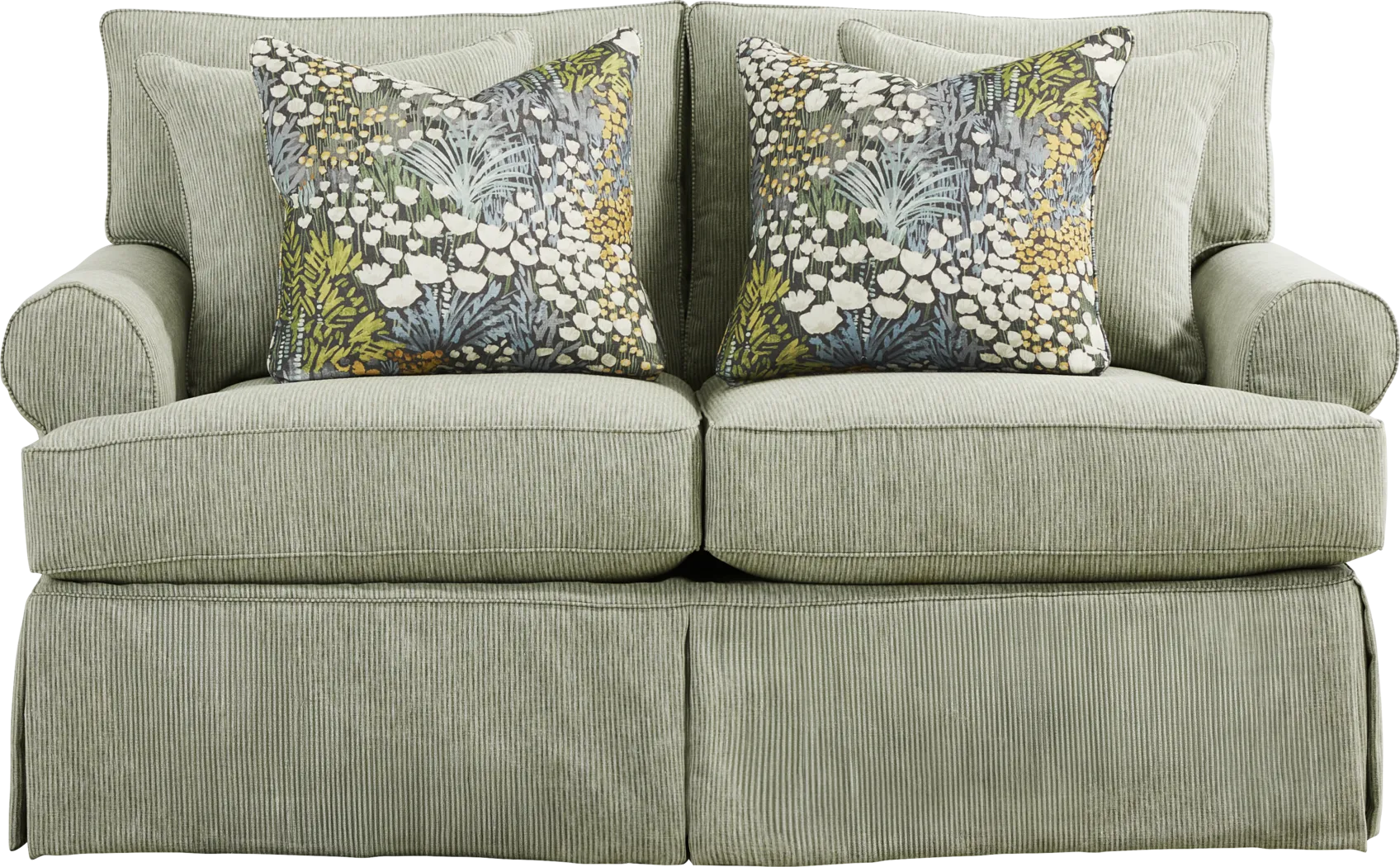 Beachside Walk Green Slipcover Loveseat - Thumbnail - Image 1