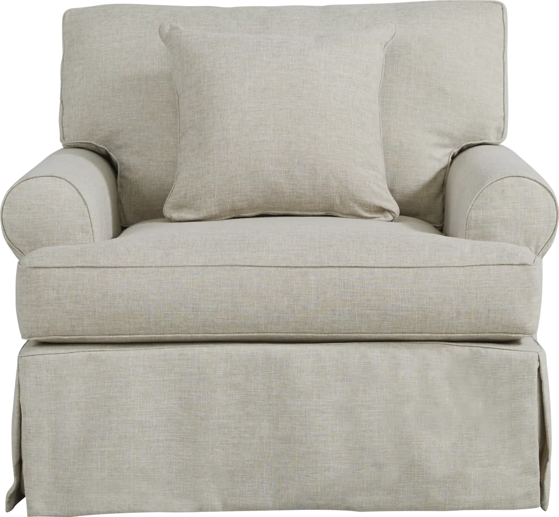 Beachside Walk Linen Textured Slipcover Chair - Thumbnail - Image 2