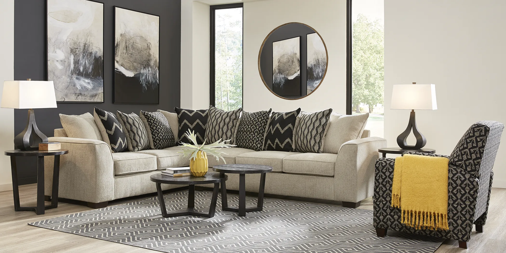 Beacon Ridge Beige 6 Pc Sectional Living Room - Thumbnail - Image 1