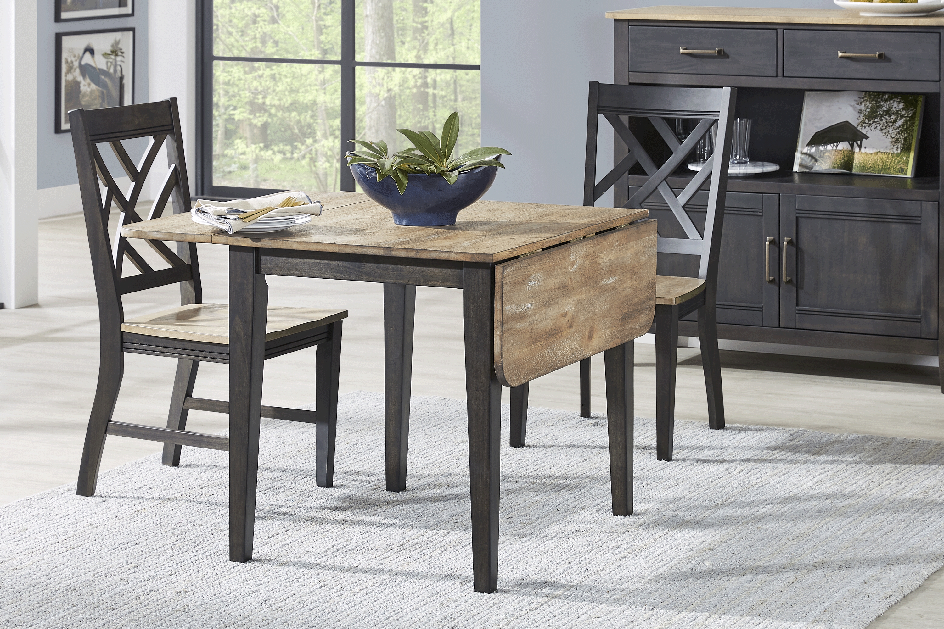 Beacon Street Brown Drop Leaf Dining Table - Thumbnail - Image 2