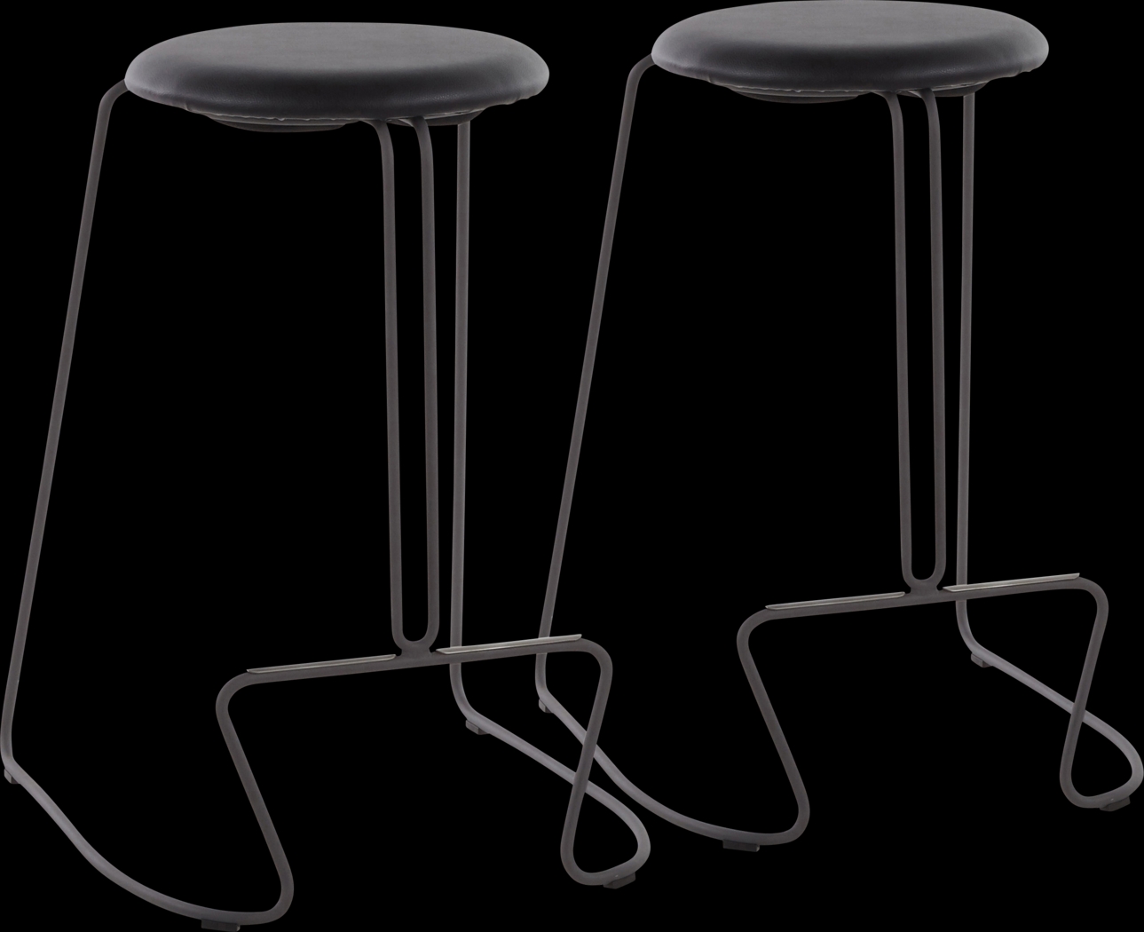 Bearslide III Black Counter Height Stool, Set of 2 - Thumbnail - Image 1