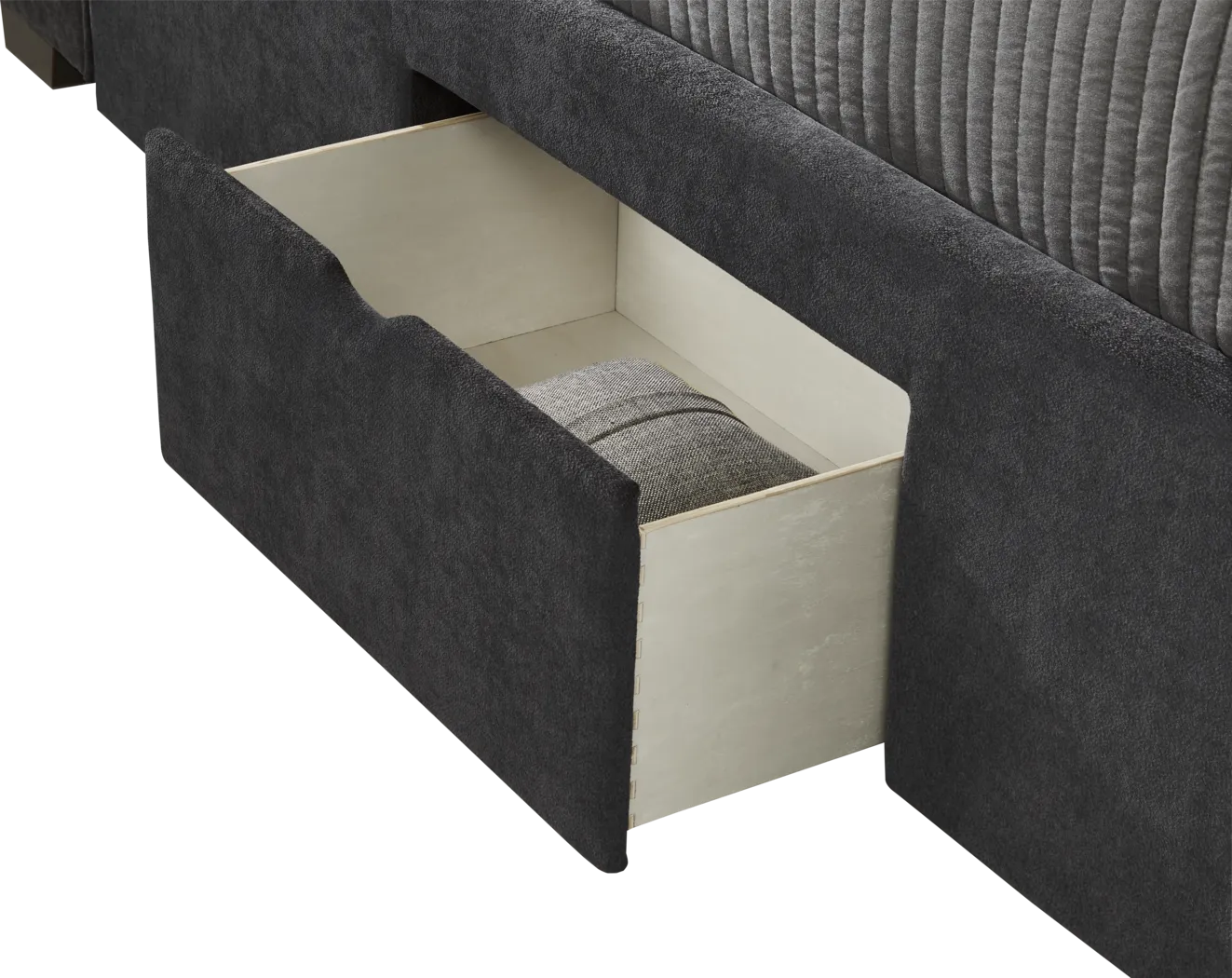 Beaufoy Graphite 3 Pc King Upholstered Complete Storage Bed - Image 5