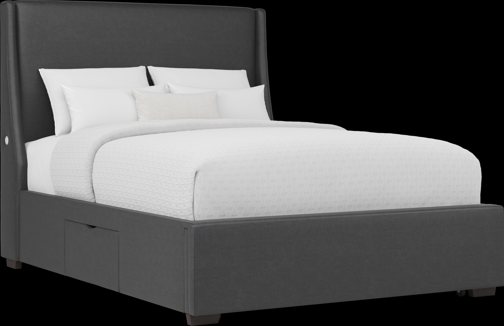 Beaufoy Graphite 3 Pc King Upholstered Complete Storage Bed - Thumbnail - Image 1