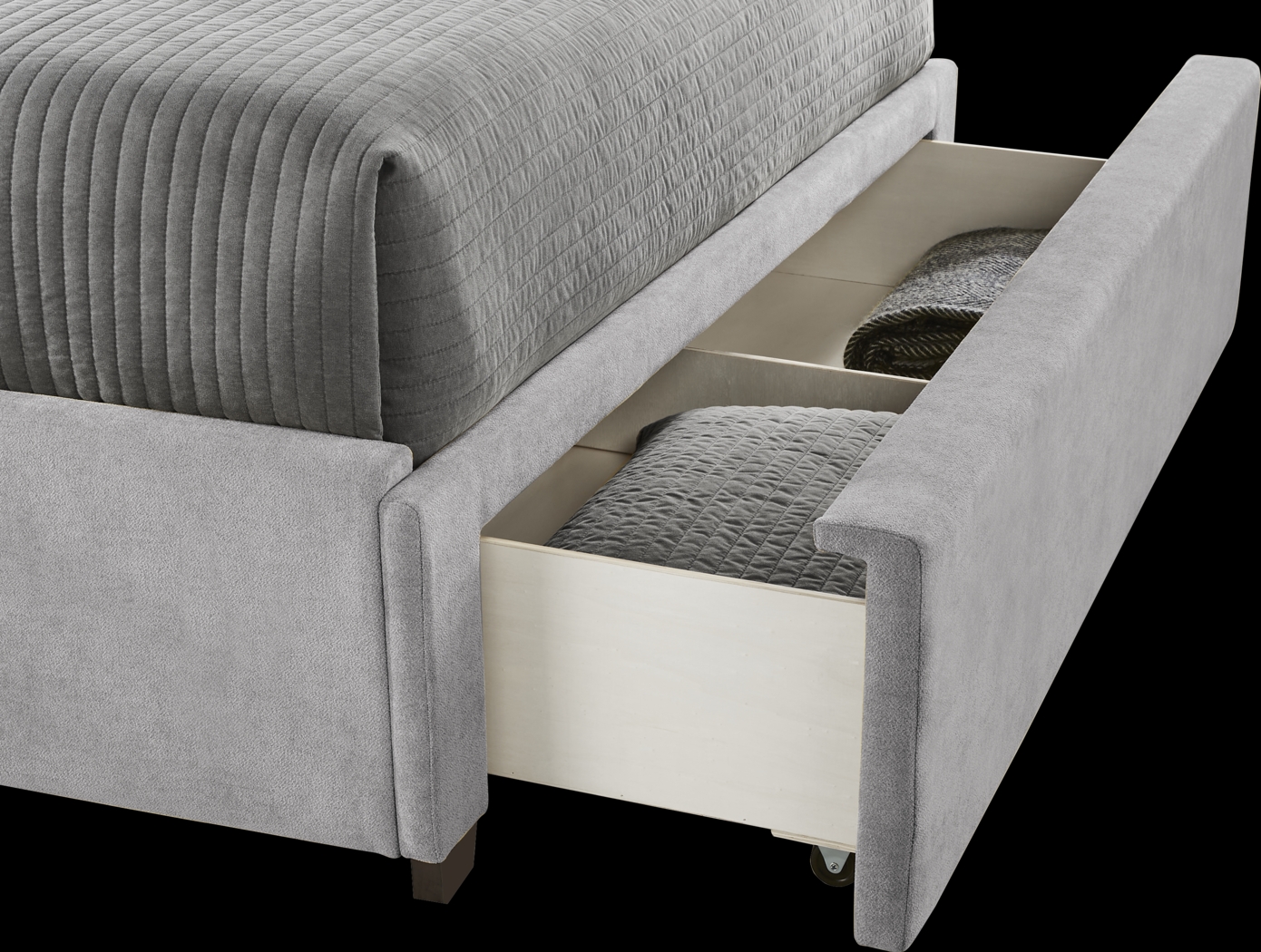 Beaufoy Gray 3 Pc King Upholstered Storage Bed - Thumbnail - Image 3