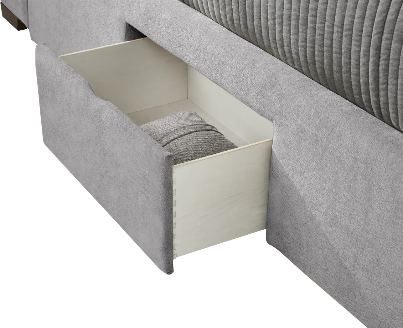 Beaufoy Gray 3 Pc Queen Upholstered Complete Storage Bed - Image 5