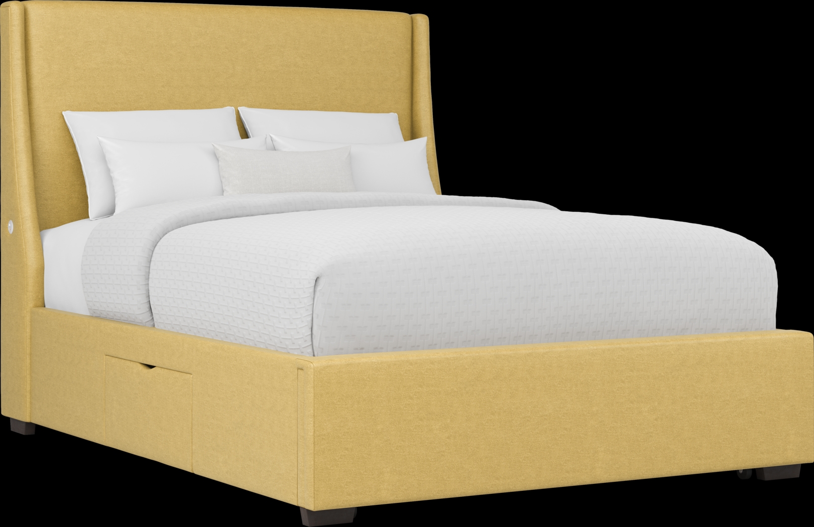 Beaufoy Yellow 3 Pc King Upholstered Complete Storage Bed - Thumbnail - Image 1