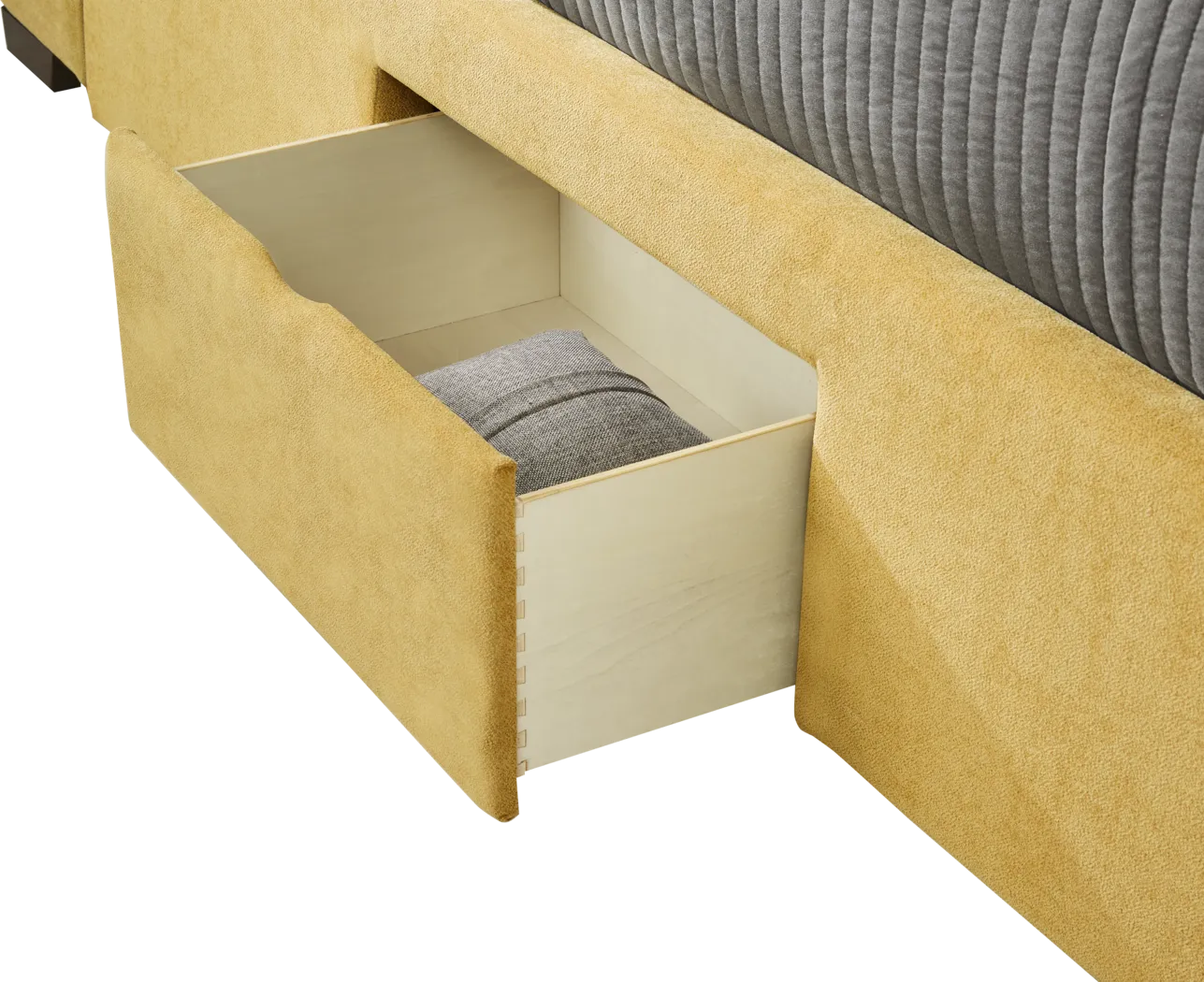 Beaufoy Yellow 3 Pc Queen Upholstered Complete Storage Bed - Image 5